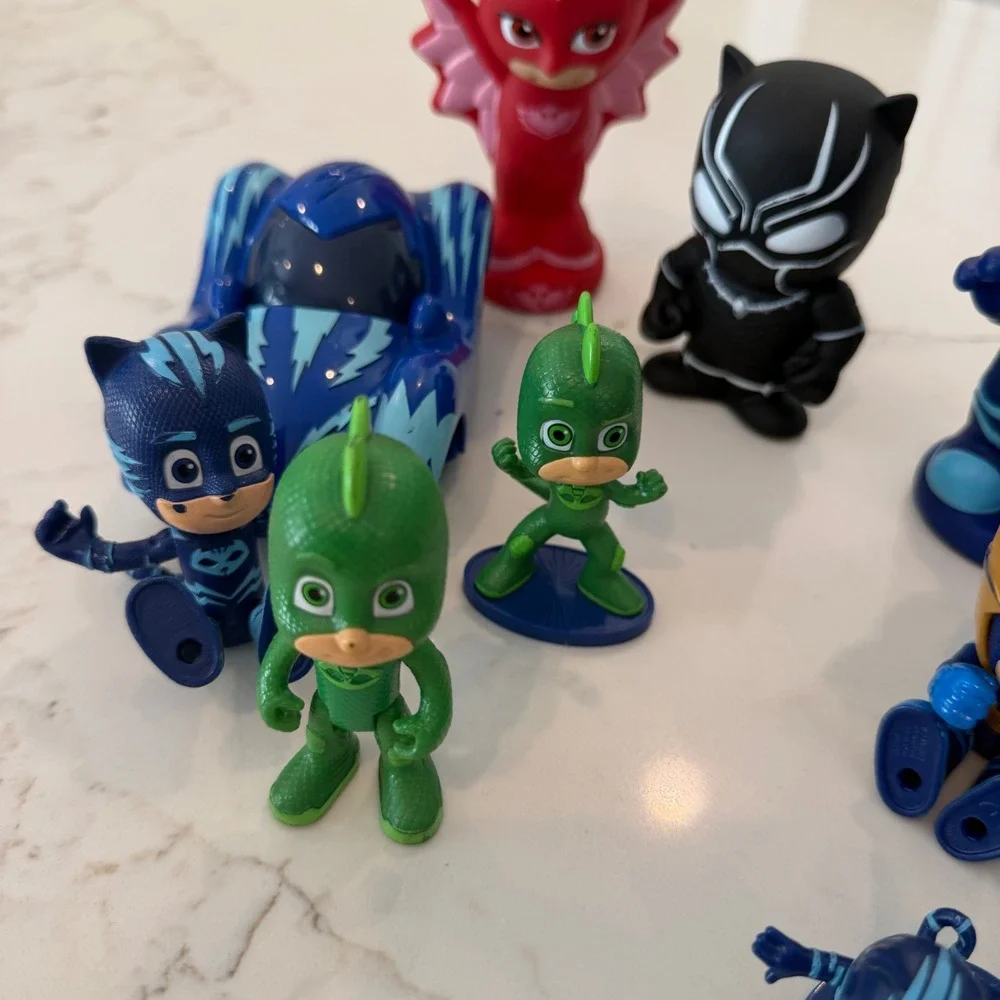 PJ Masks Toy Lot Catboy Gekko Owlette Romeo‎ Black Panther Figures and Vehicles